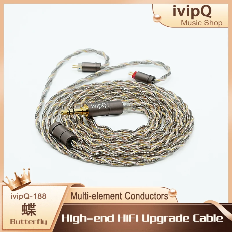 vipQ-188 Butterfly HiFi Earphone IEM Wire Multi-element Conductor Mixed MMCX/2Pin 4.4mm Balanced Audio Cable for MagicOne S08 F1