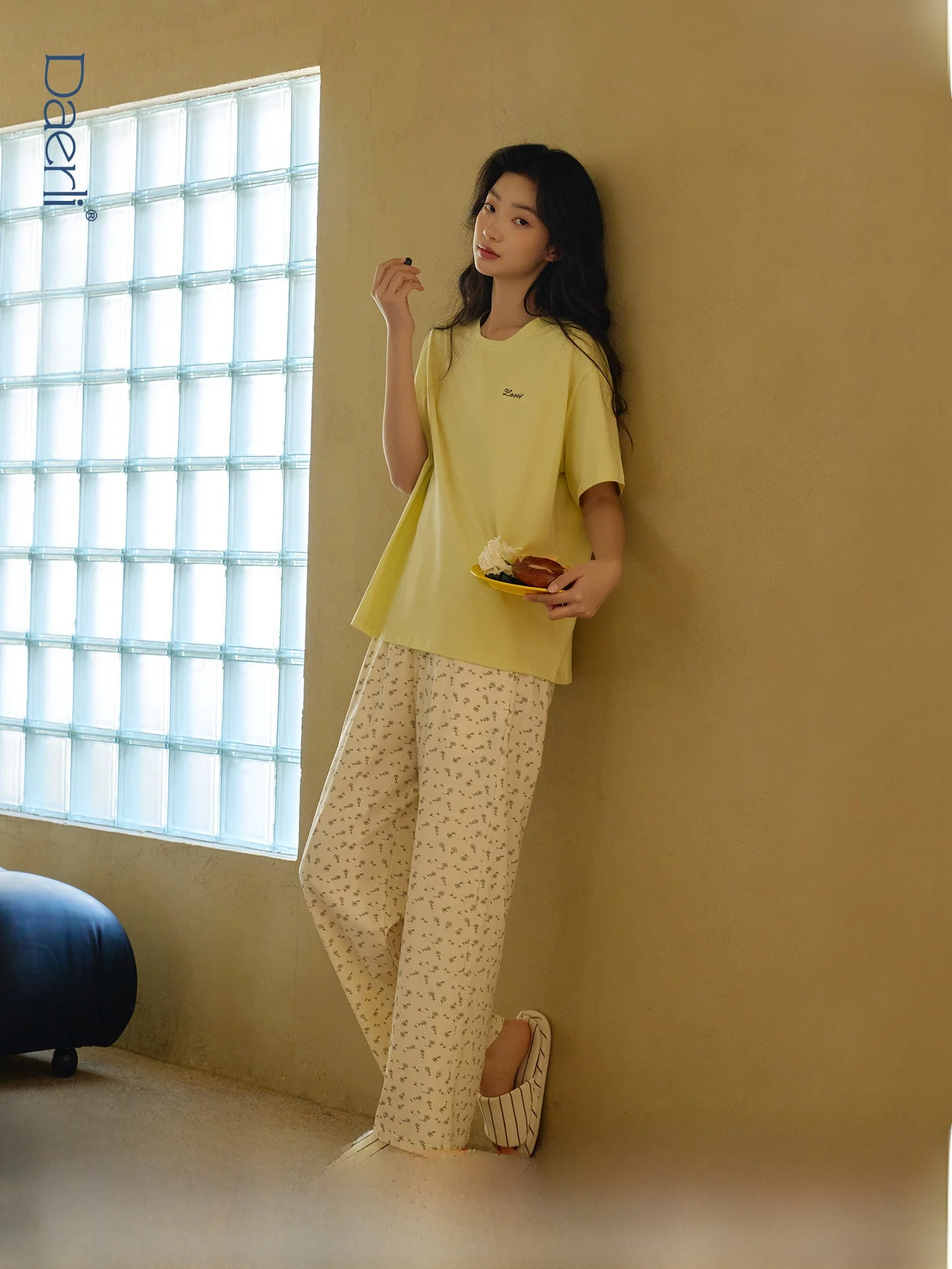 darley-soft-pure-cotton-pajamas-women's-short-sleeve-round-neck-home-clothes-summer-new-antibacterial-miteproof-floral-print