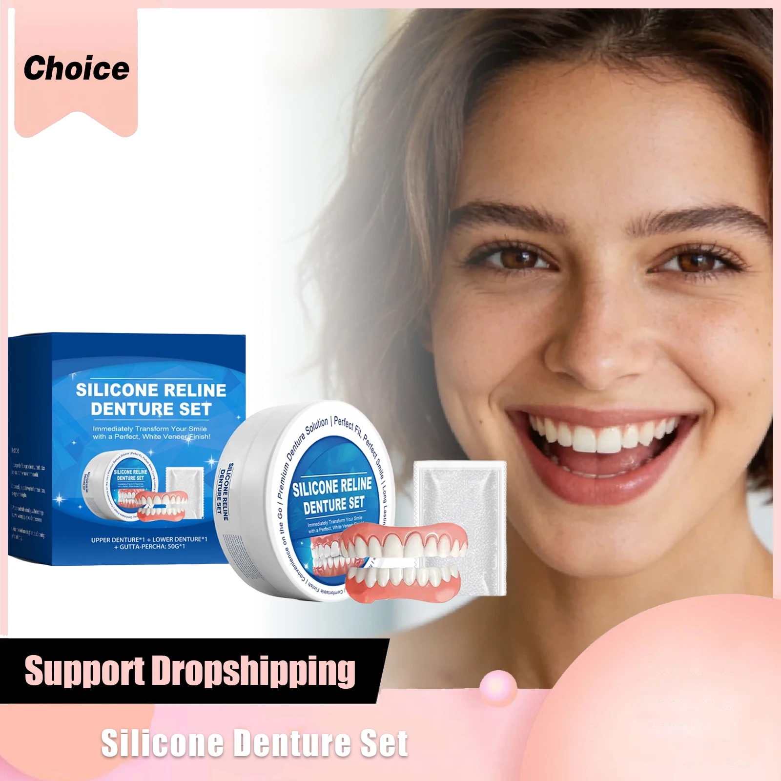 

New Denture Kit Repairing Interdental Gaps Cover up Tooth Loss Easy to Rinse No Foreign Object Sensation Wear Resistant Braces