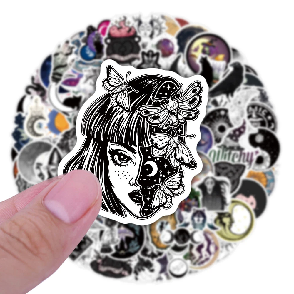 

10/30/50/100pcs Cool Gothic Moon Magic Witch Waterproof Stickers Skateboard Laptop Motorcycle Guitar Luggage Car Stickers Decal