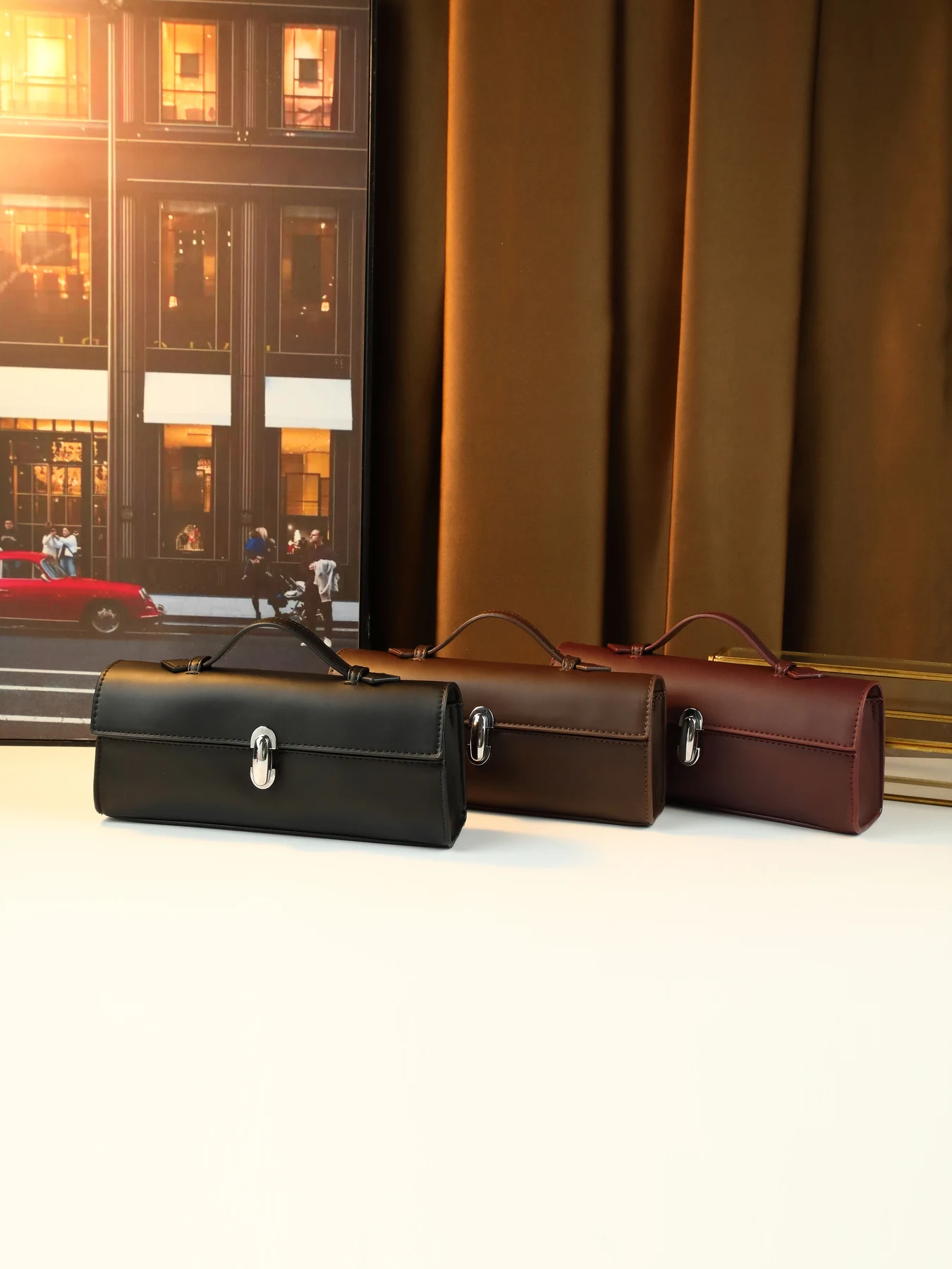 French simple lock design handbag new women's premium versatile light luxury shoulder messenger baguette bag
