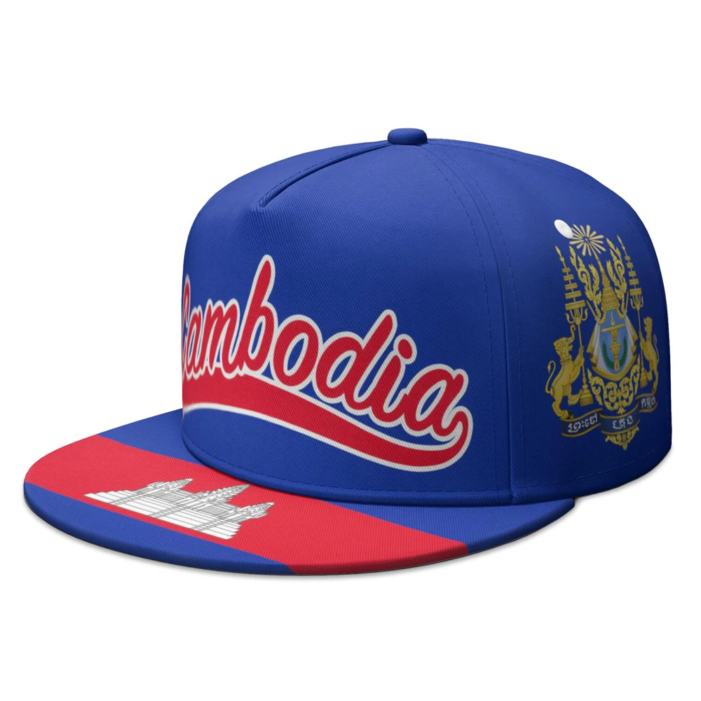 Cambodia Flat Brimmed Cap Free Custom Name Number Logo Hip-hop Hat Nation Flag Kh Khmer Cambodian Kingdom Photo Headgear