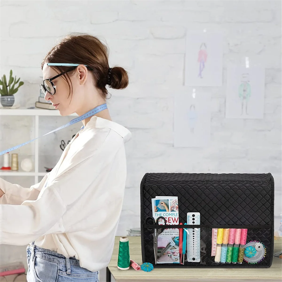 Sewing Machine Dust Cover Sewing Machine Storage Bag Sewing Machine Bag with Extra Pocket