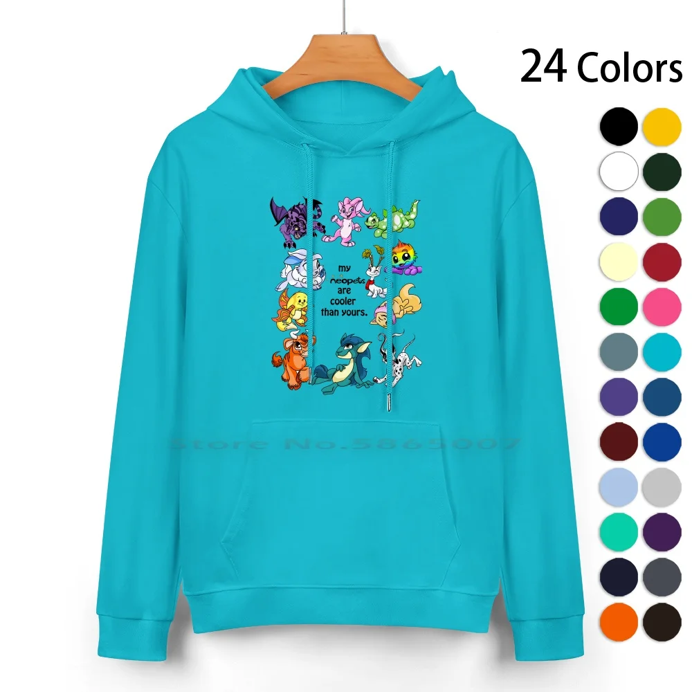 My Neopets Are Cooler Than Yours. Pure Cotton Hoodie Sweater 24 Colors Neopets Kyrii Kougra Kau Kacheek Gelert Wocky Chomby