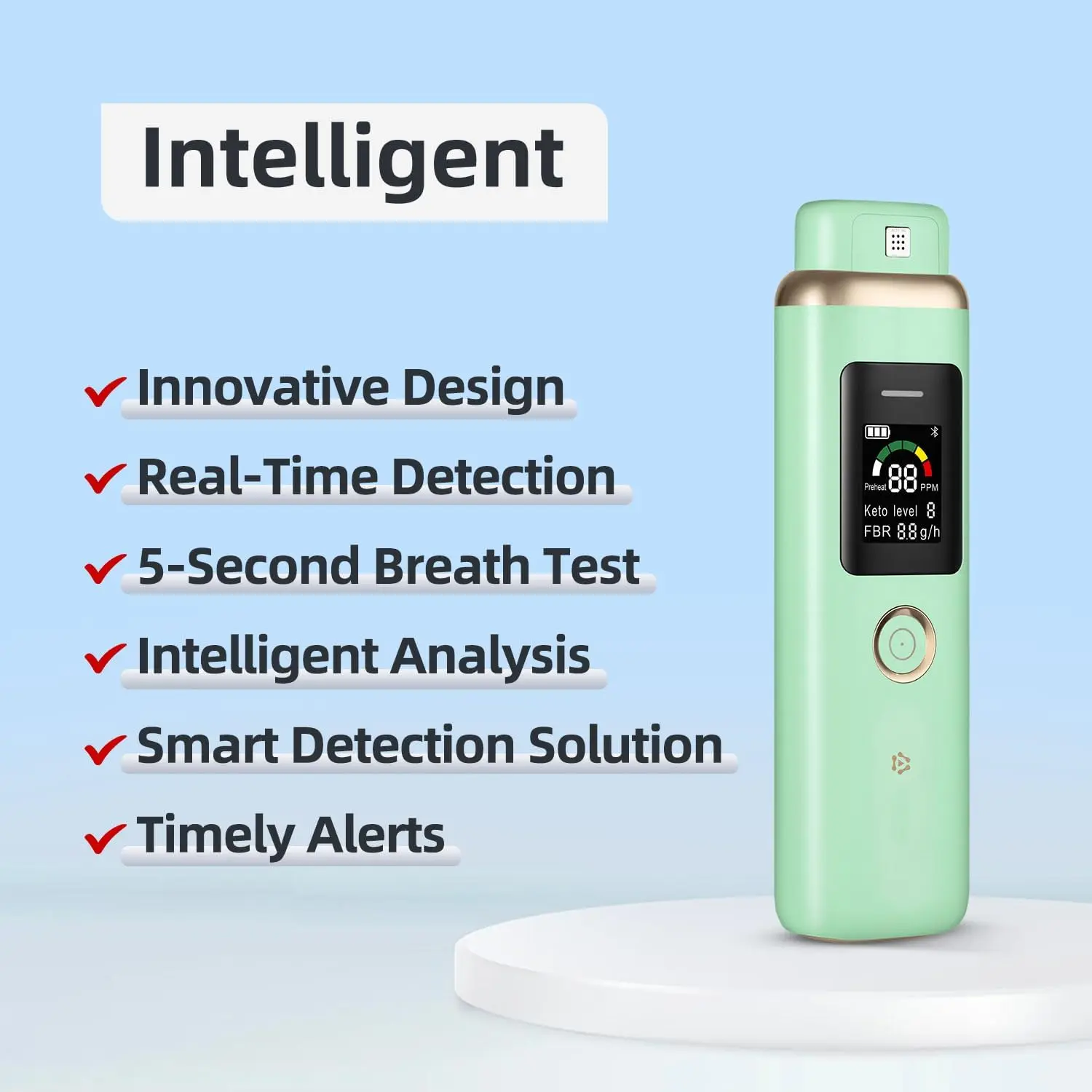 

Ketone Breath Meter Acetone Detection High Precision Ketone Breath Tester for Ketosis Tracking Portable Professional Ketone