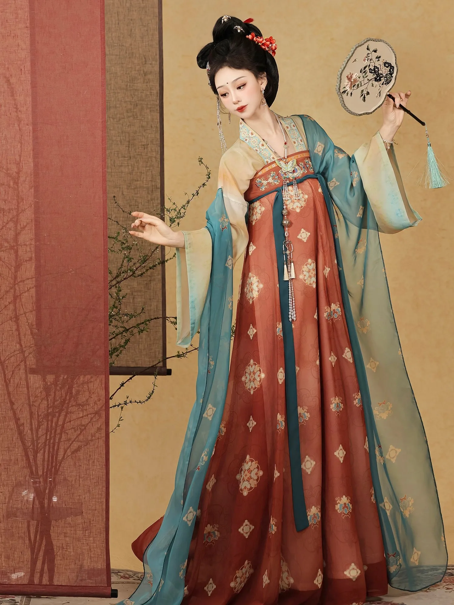 Plain Feather Splendid Dress Fanghua National Color New Restoration Tang Hanfu Women's Chest-length Skirt Original Genuine Sprin