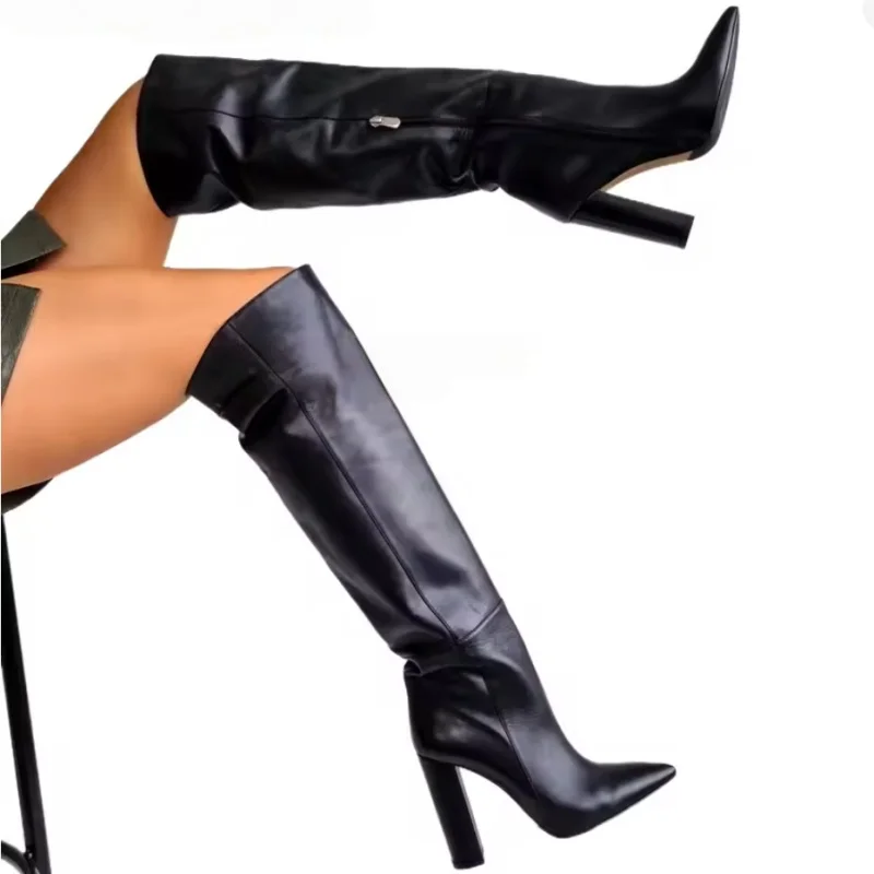 

Черные высокие сапоги Arden Furtado Spring с заостренным носком, боковой молнией, на очень высоком каблуке, современные сапоги больших размеров, сапоги для подиума.