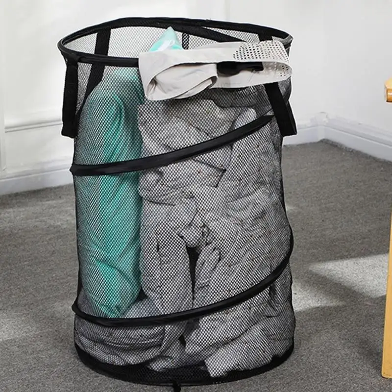 Multiple Pieces High-quality Cylindrical Folding Laundry Basket Mesh Basket Household Large Capacity Package Multi Functional