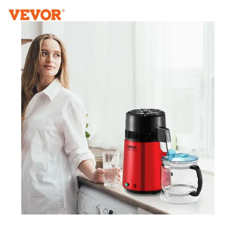 VEVOR Water Distiller 4L 1.05 Gallon Pure Water Purifier Filter For Home Countertop750W Distilled Water Maker Stainless Steel