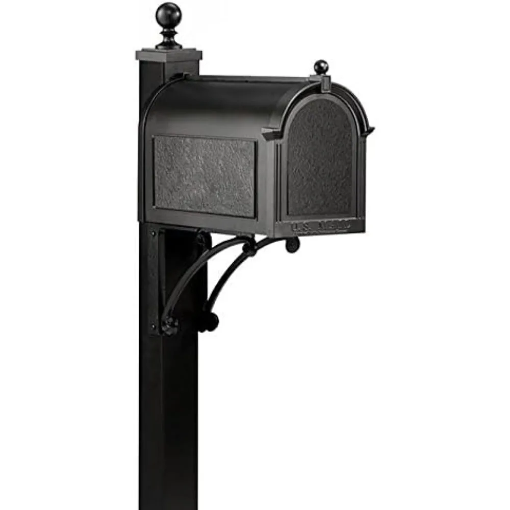 

Whitehall Black Deluxe Mailbox, Post, and Brackets Package