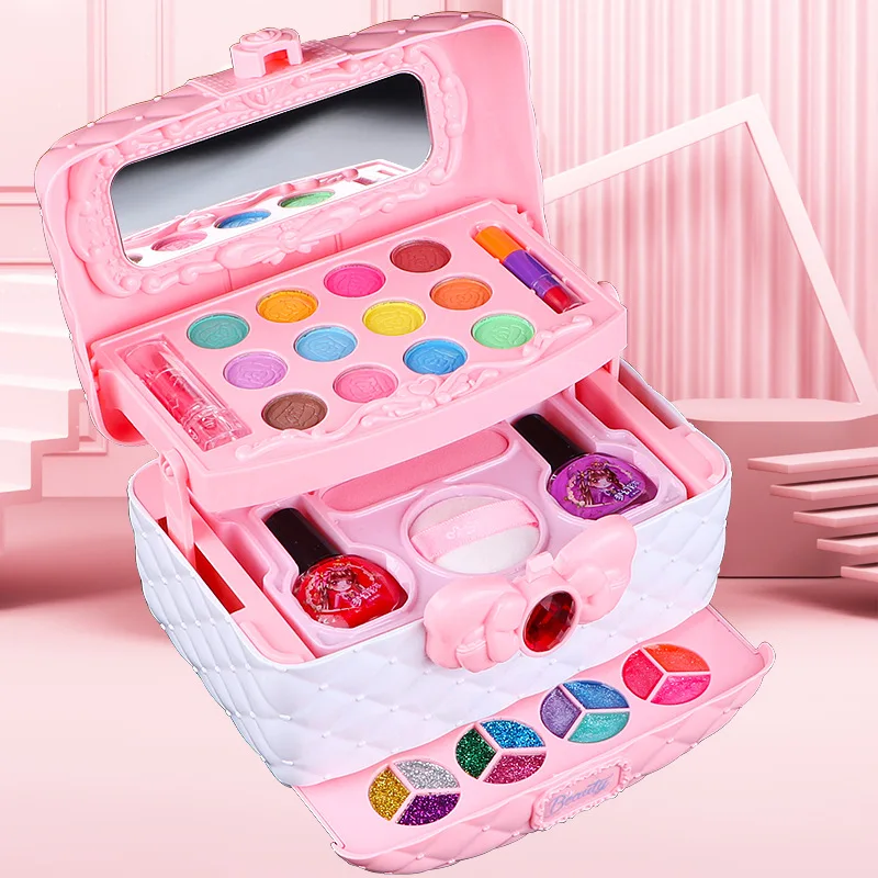 Children Girl Princess Makeup Cosmetics Game Box Makeup Toys Set Lipstick Eyeshadow Safe Children Non Toxic Toy Birthday Present