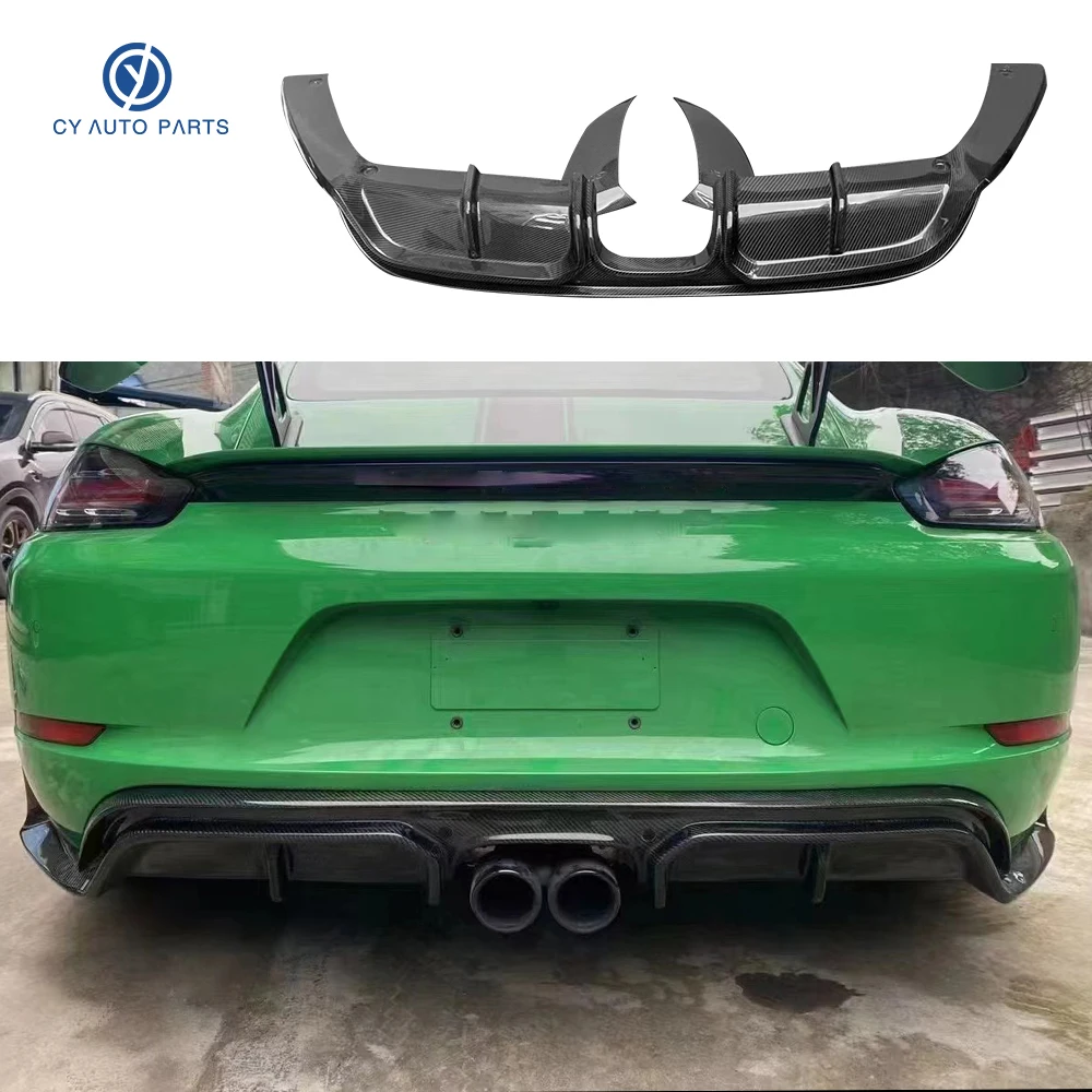 Hot Sale Factory Outlet Glossy Carbon Fiber Rear Bumper Diffuser For Porsche 718 Body Kit