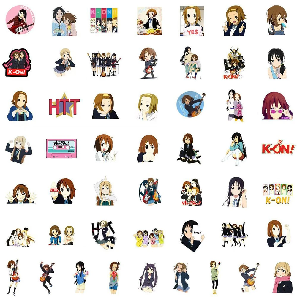 10/30/50pcs Cute Cartoon K-ON！Stickers Kawaii Anime Girl Hirasawa Yui Sticker DIY Phone Case Luggage Notebook Decals Decoration