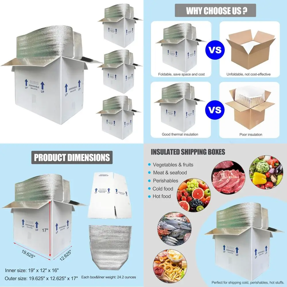 

Набор из 4-х термоизолированных транспортных коробок с вкладышами из термоизолирующей пленки для хрупких товаров