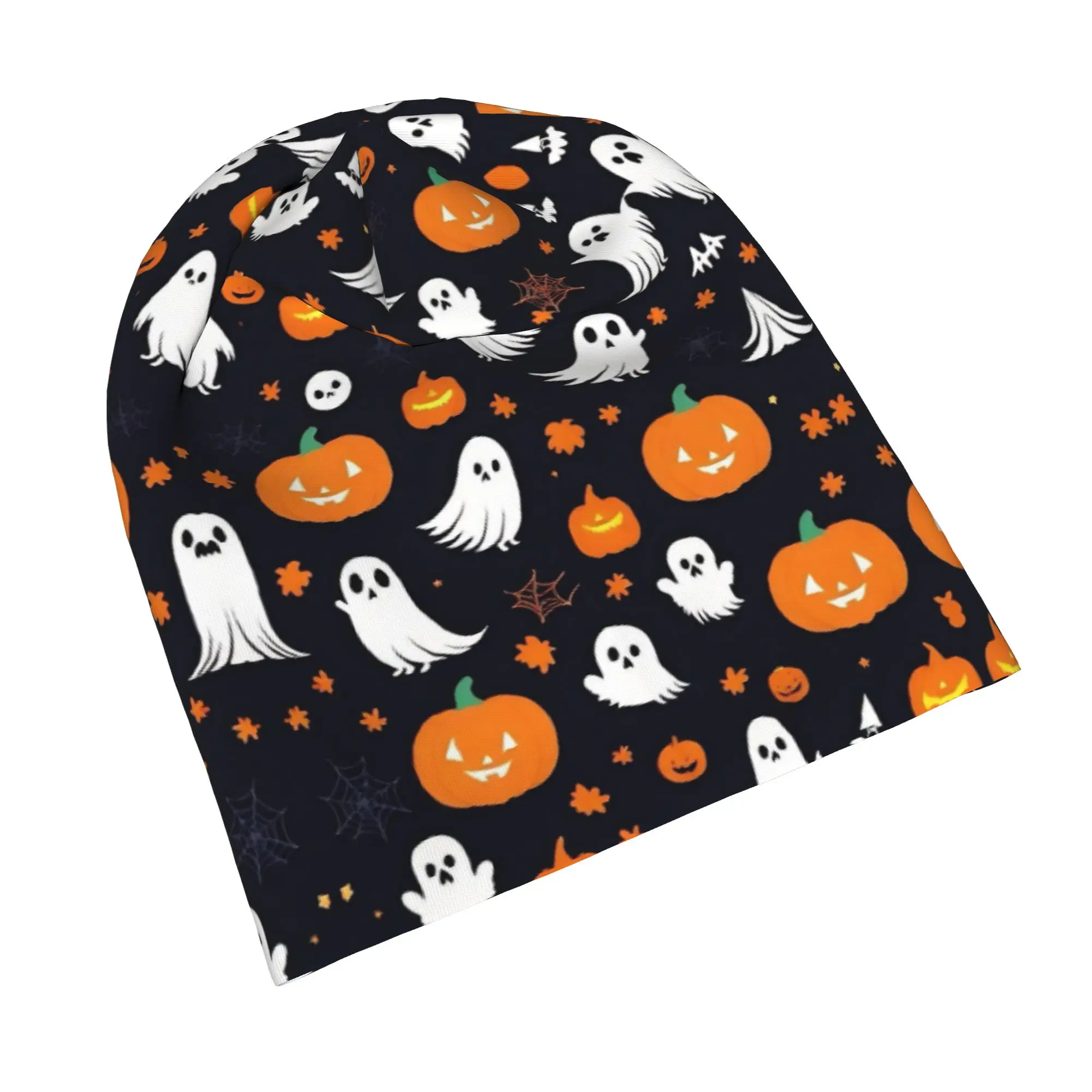 Halloween Ghost Pumpkin Spooky Trick Or Treat Witch Beanie Cap for Men Women Streetwear  Beanies Hat for Cycling