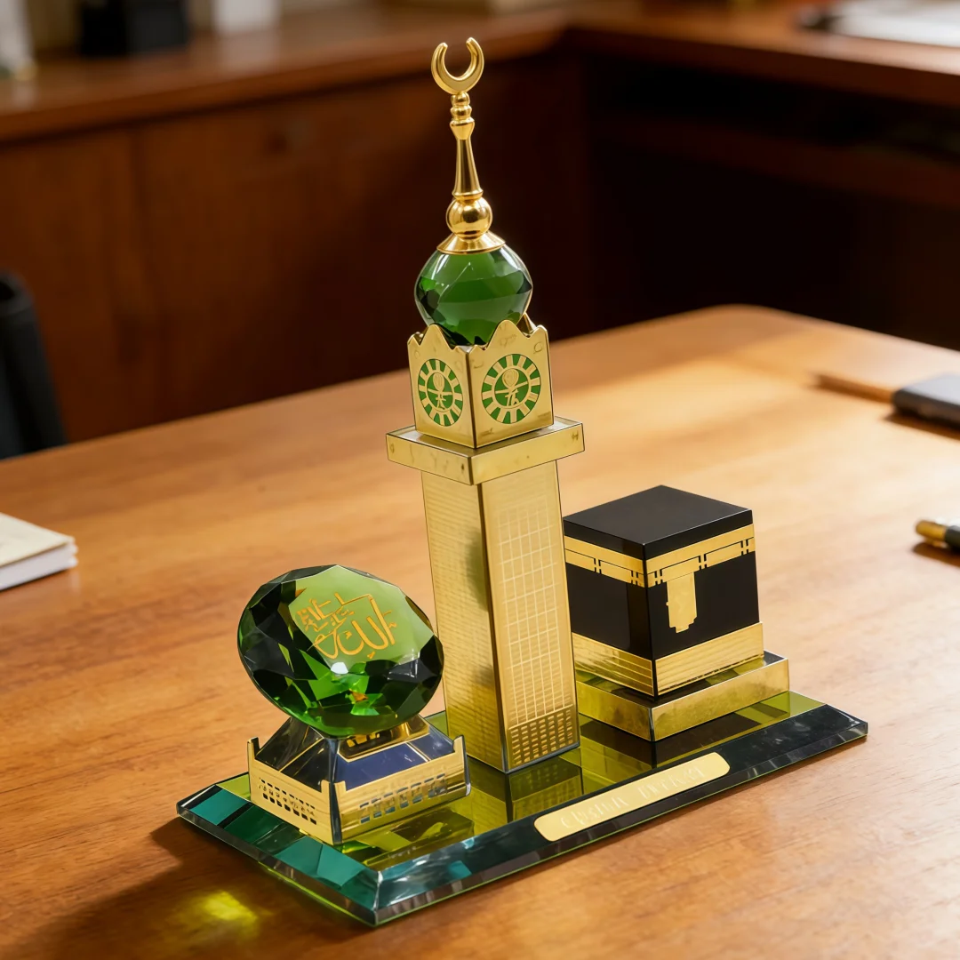 Three-piece Ornament Set with Gold Electroplated Watch, Cast from Thickened Eco-friendly Resin, Business Commemorative Gift Set