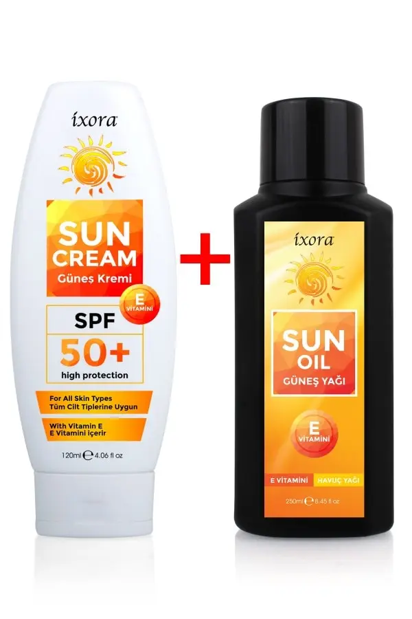 Face Body Ixora Sun Cream + sun Oil 2 Set 50 + Spf E Vitamin Sun Alerci Anti-burn herbal Cosmetic Beach Product