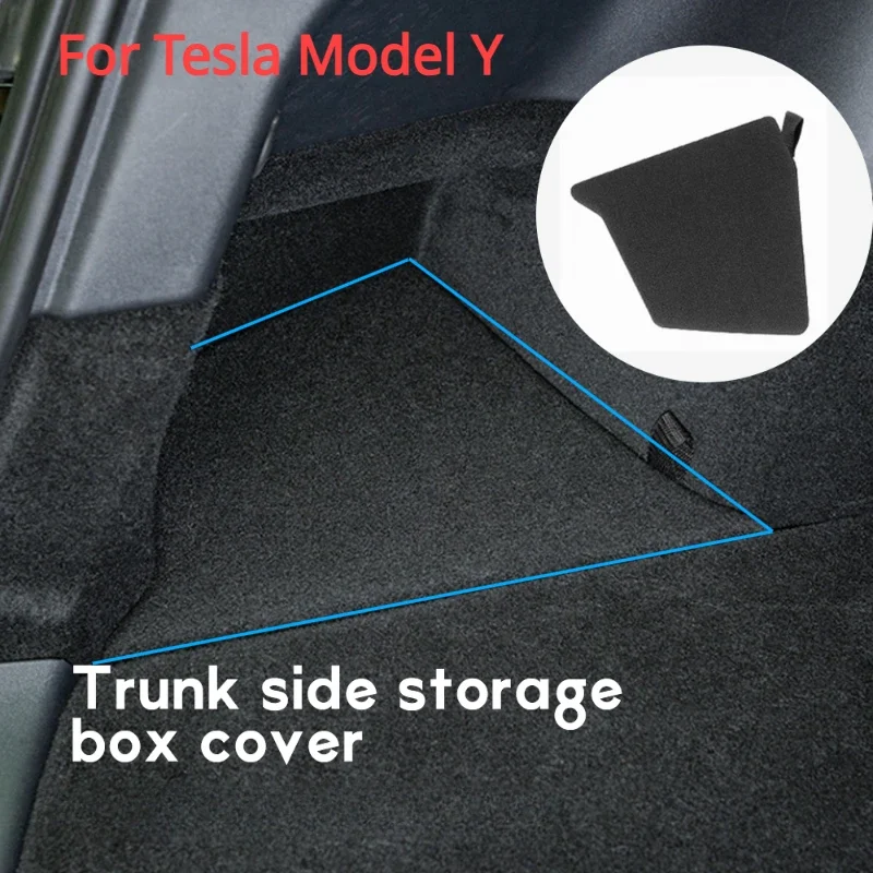 Side Storage Box Lid for Tesla Model Y Rear Trunk Organizer Lids Only Flocked Cover Plate Model Y Car Garbage Bins Accessories