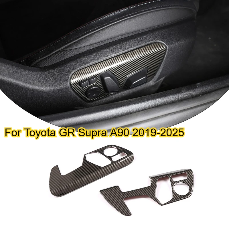 

For Toyota GR Supra A90 2019-2025 Stainless Steel Seat Adjustment Panel Decoration Cover Trim Carbon Fiber Car Styling Interior