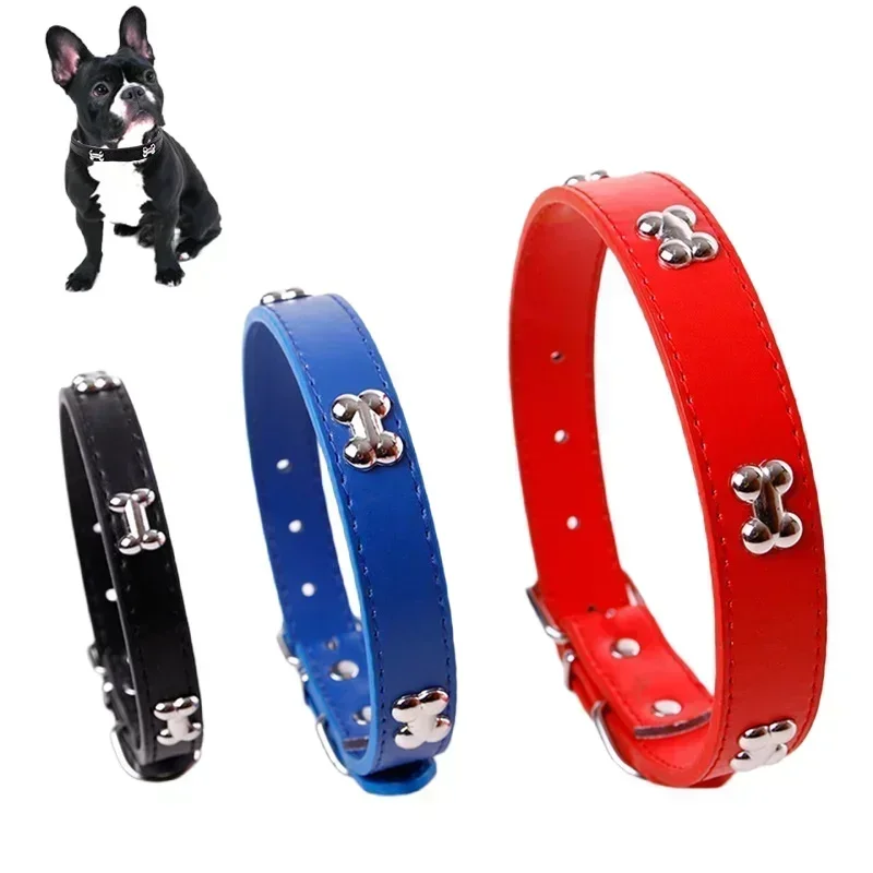 

Bone Leather Durable Pet Dog Collar Pet Supplies Dog Accessories Neck Strap Collar for Dog Puppy Pug Collars Small Large