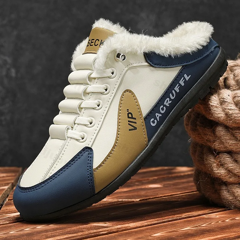 Men's Slippers 2025 Winter Warm Plush Comfortable Outdoor Fashion Casual Shoes Flat Bottom Anti Slip Cold Proof Home Slippers