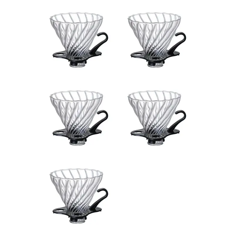 

5X Pour Over Coffee Dripper Coffee Filter For 1-4 Cups Reusable Coffee Maker Heat-Resistant Glass Coffee Cone