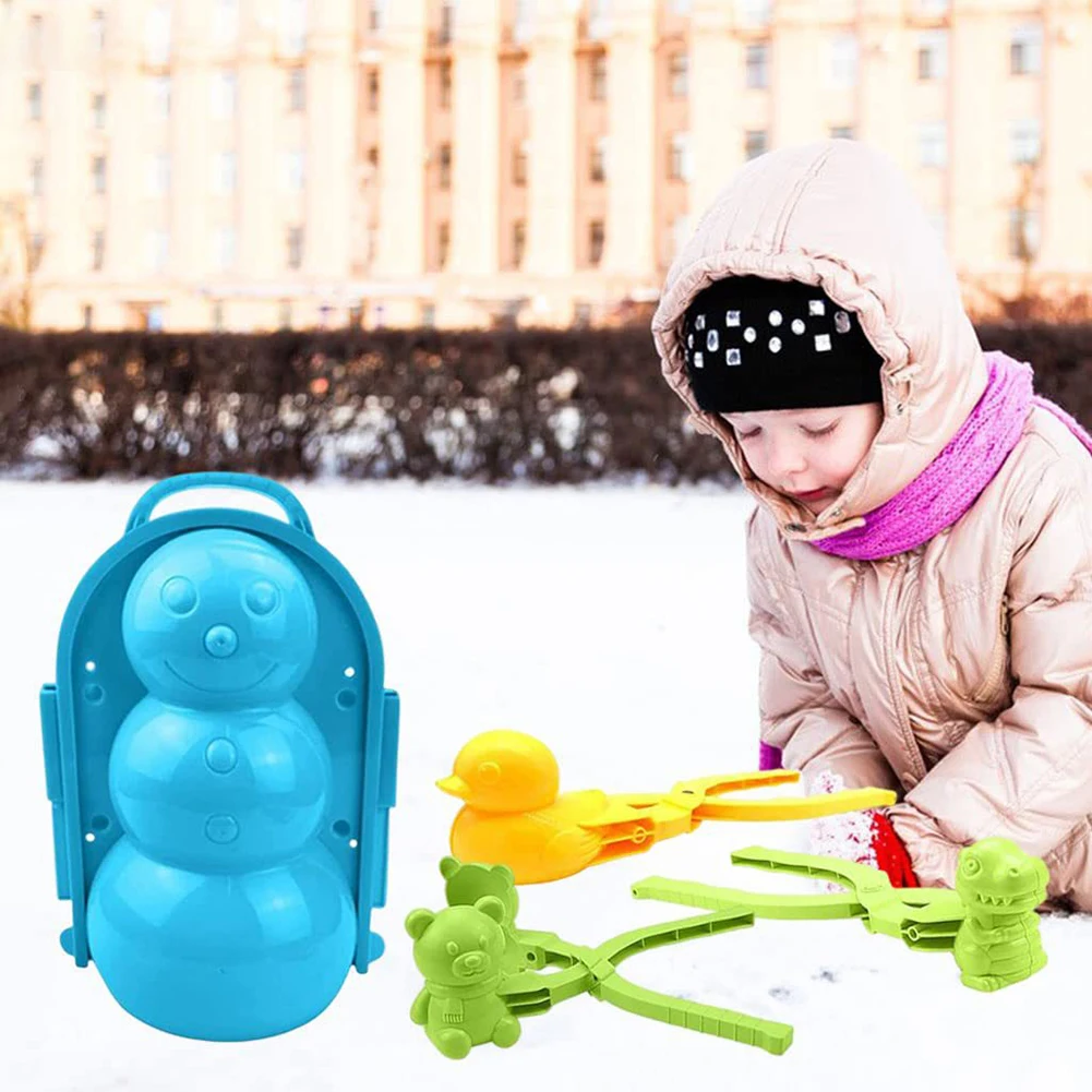 Urso e pato Snowball Maker Clip, Snow Clay Ball Maker, Snowballs criativos, pá de neve para crianças, brinquedos esportivos de inverno, fofo