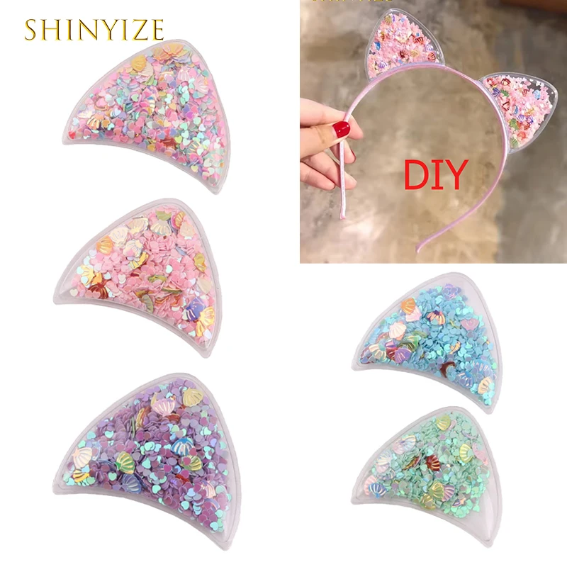 

12Pairs Girls Cute Shining Sequin Cat Ears DIY Hairbands Sweet Ornament Headband Princess Gift Kids Fashion Hair Accessories