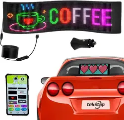 Señal LED, pantalla RGB de 5V, letrero LED para coche, 8 modos, letrero LED programable, Bluetooth, diseño DIY, texto y animaciones, señal LED desplazable