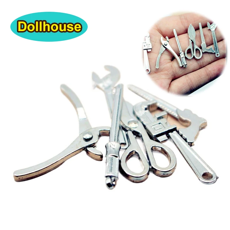 

5Pcs 1:12 Dollhouse Mini Alloy Adjustable Wrench Pliers Tools Set Miniature Repair Model Scene Props Doll House Decor Toys Gift