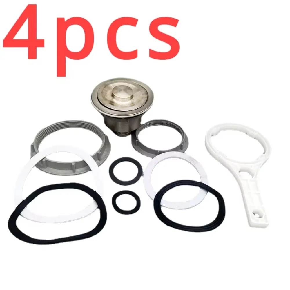 JUNTA DE ALCANTARILLADO con almohadilla impermeable, accesorio para lavabo de verduras, anillo de sellado de rosca completa grande, diámetro de 11CM, tuerca de doble ranura, color blanco y negro