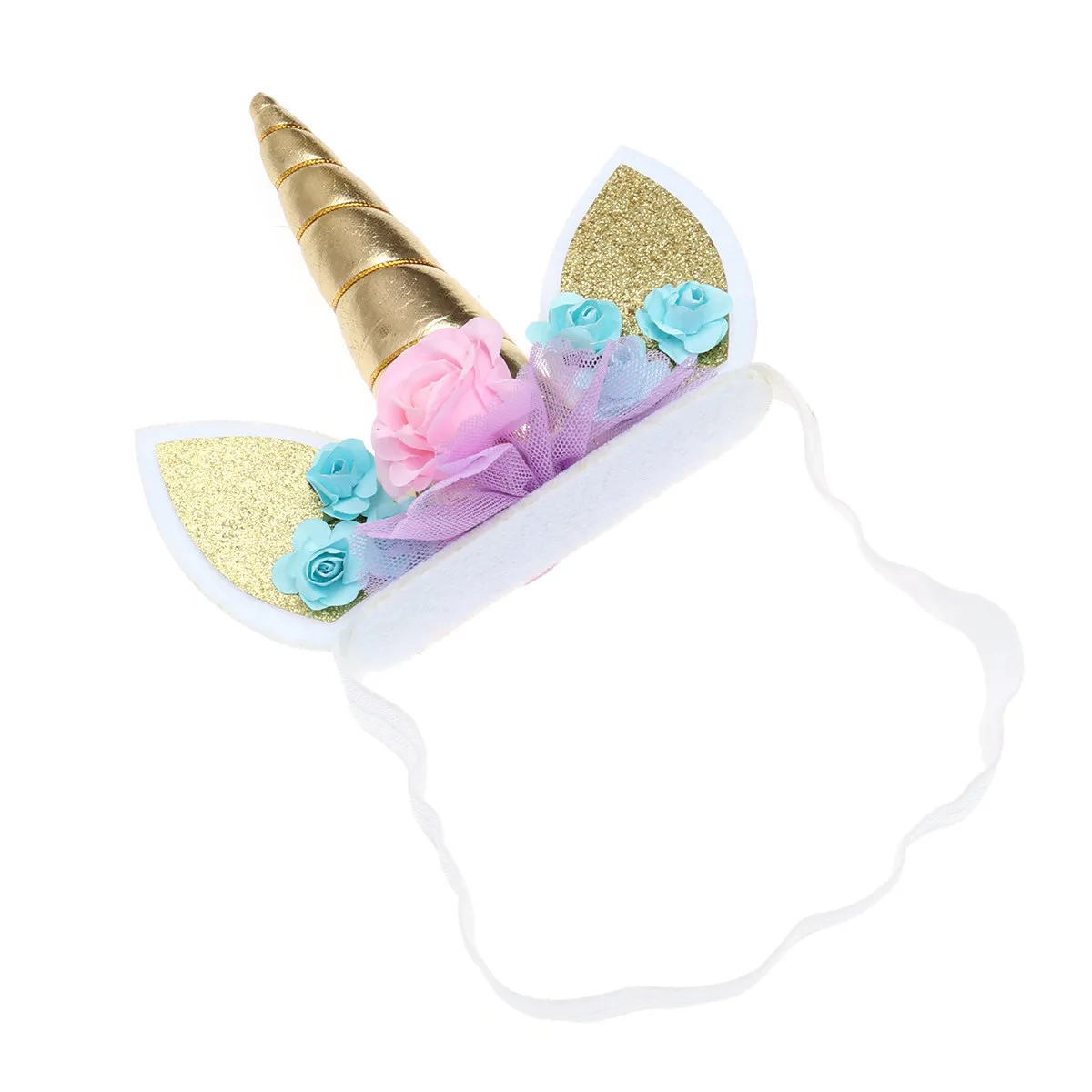 

Unicorn Headband Hair Flowers Headdress Gold Cute Lightweight for Party Birthday Cosplay Christmas Photo Prop