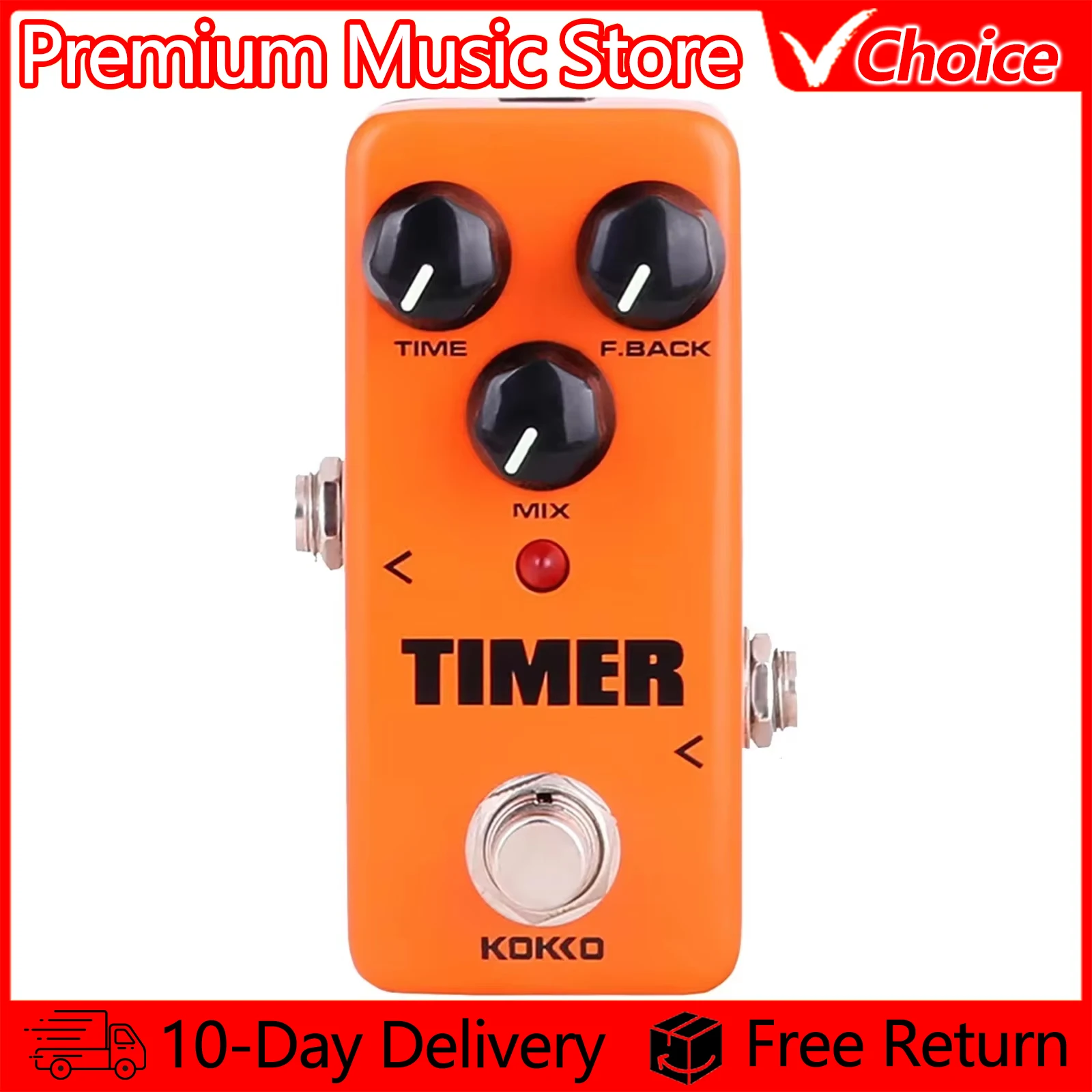 KOKKO Electric Guitar Pedal TIMER Classic Digital Time Delay Effects Hardware Passthrough Design Pedal Guitar Accessories Parts