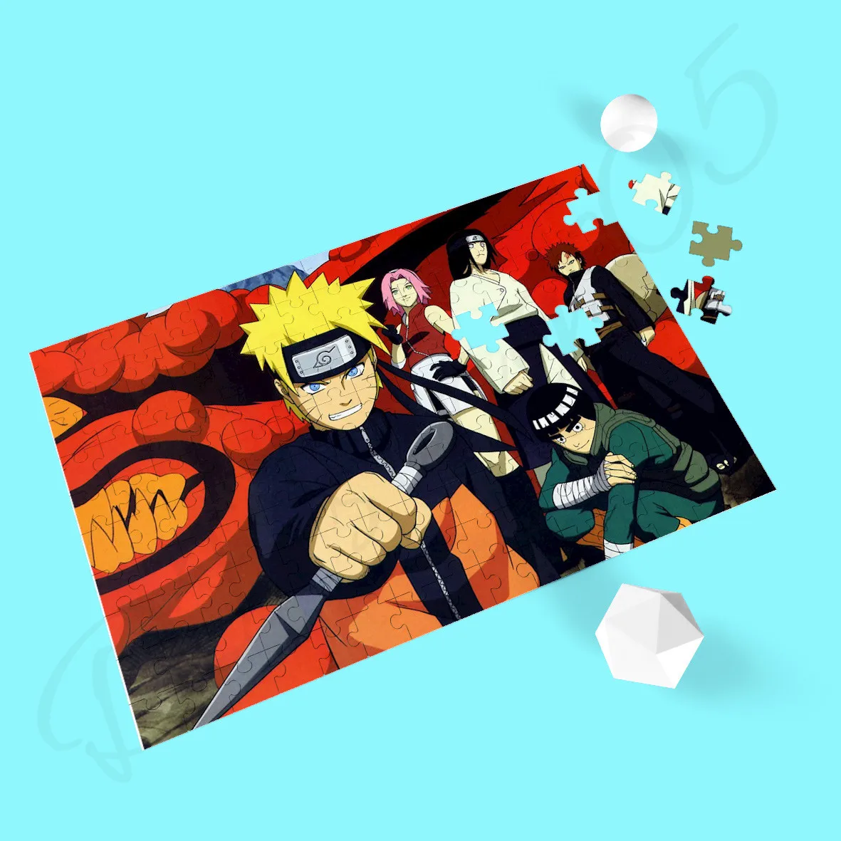 35/300/500/1000 Potongan Teka-teki Kayu untuk Anak-anak Bandai Film Animasi Naruto Jigsaw Puzzle Dekompresi Mainan dan Hobi Dekorasi