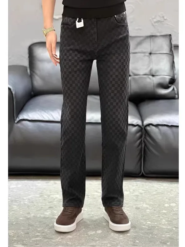 

Новые мужские джинсы 2026 года: зауженные, прямого кроя, из плотного денима с пэчворком, модные, городские, повседневные, удобные, длинные брюки