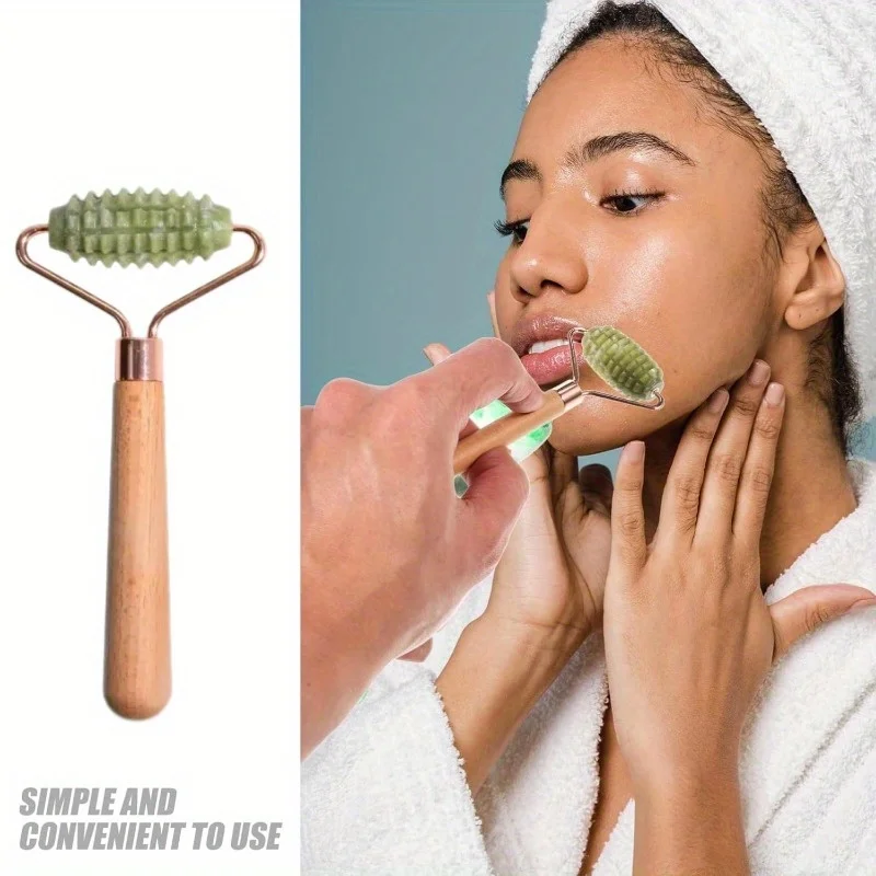 1pc wooden handle face massager, face roller massage, suitable for face, body, eyes, neck and skin care. neck massager