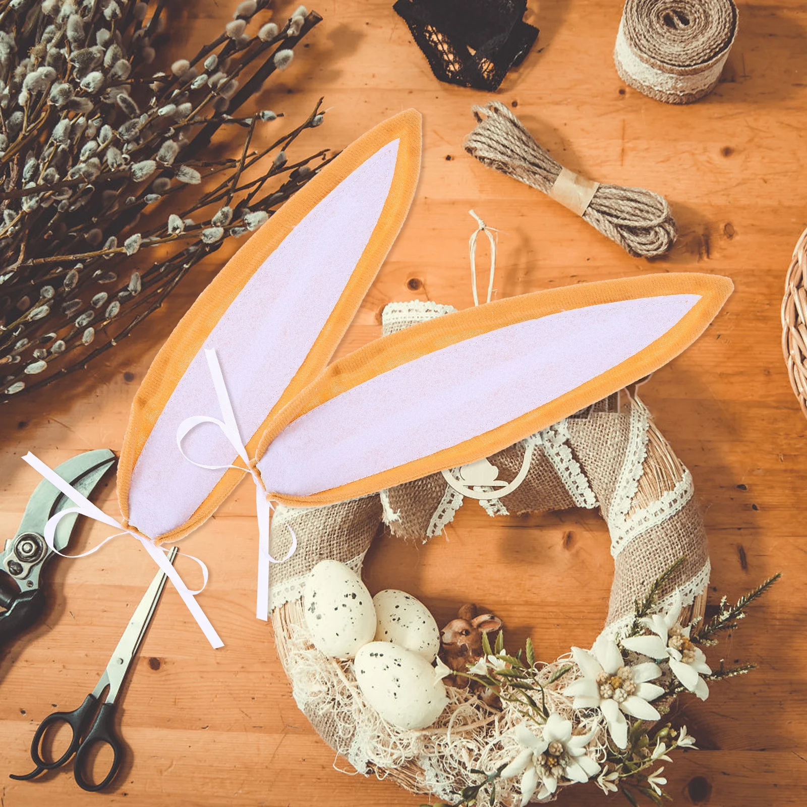 

Easter Bunny Butt and Ears Wreath Kit Cute Bunny Ear Decor for Front Door Spring Holiday Garden Ornaments Easter Party