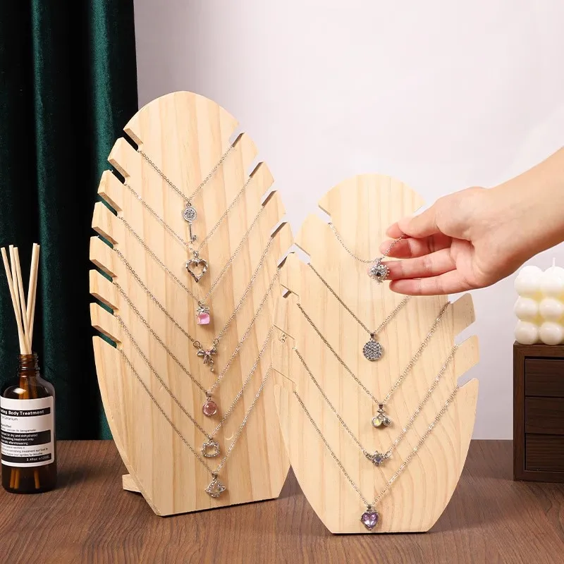 Manequim destacável de madeira de nogueira, colar, rack de exibição, pingente, corrente, busto, ornamentos sem pintura, prateleira suspensa