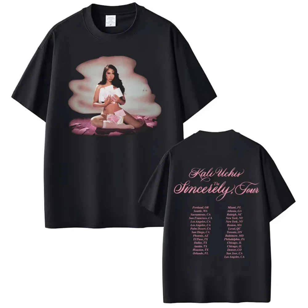 Camiseta KALI UCHIS Sincerely Tour 2026 para Hombre y Mujer, Ropa de Algodón, Camisetas Holgadas, Estéticas, Modernas, Streetwear