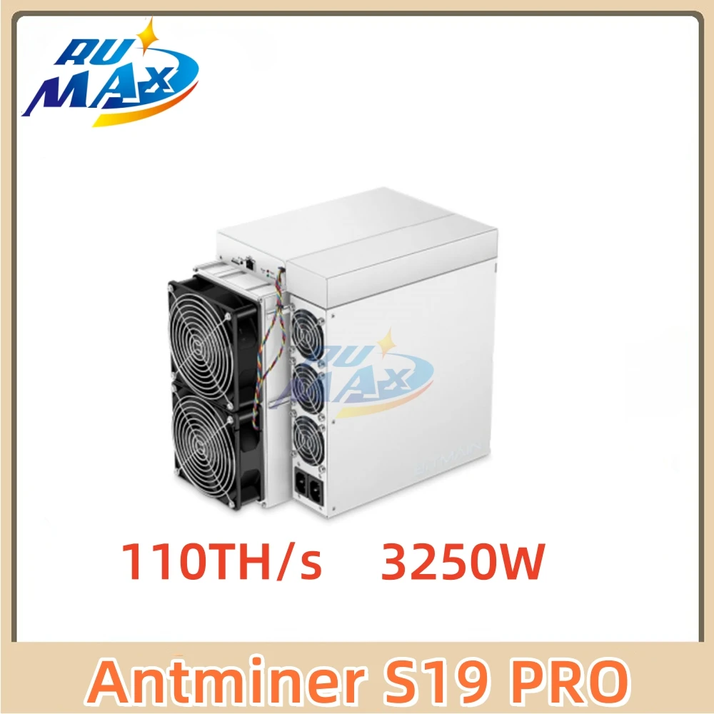 Antminer S19PRO 110TH/s Bitcoin ASIC Miner 29.5J/TH Ultra-Low Power Built-in 220V PSU High-Efficiency Fast Shipping