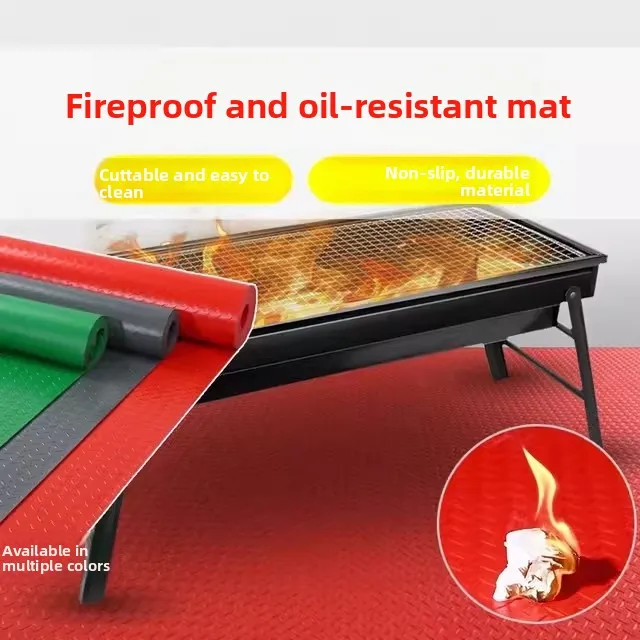 

Огнестойкий нескользящий кухонный коврик для улицы, для барбекю, маслостойкий, для прихожей, настраиваемый размер, прочный льняной материал