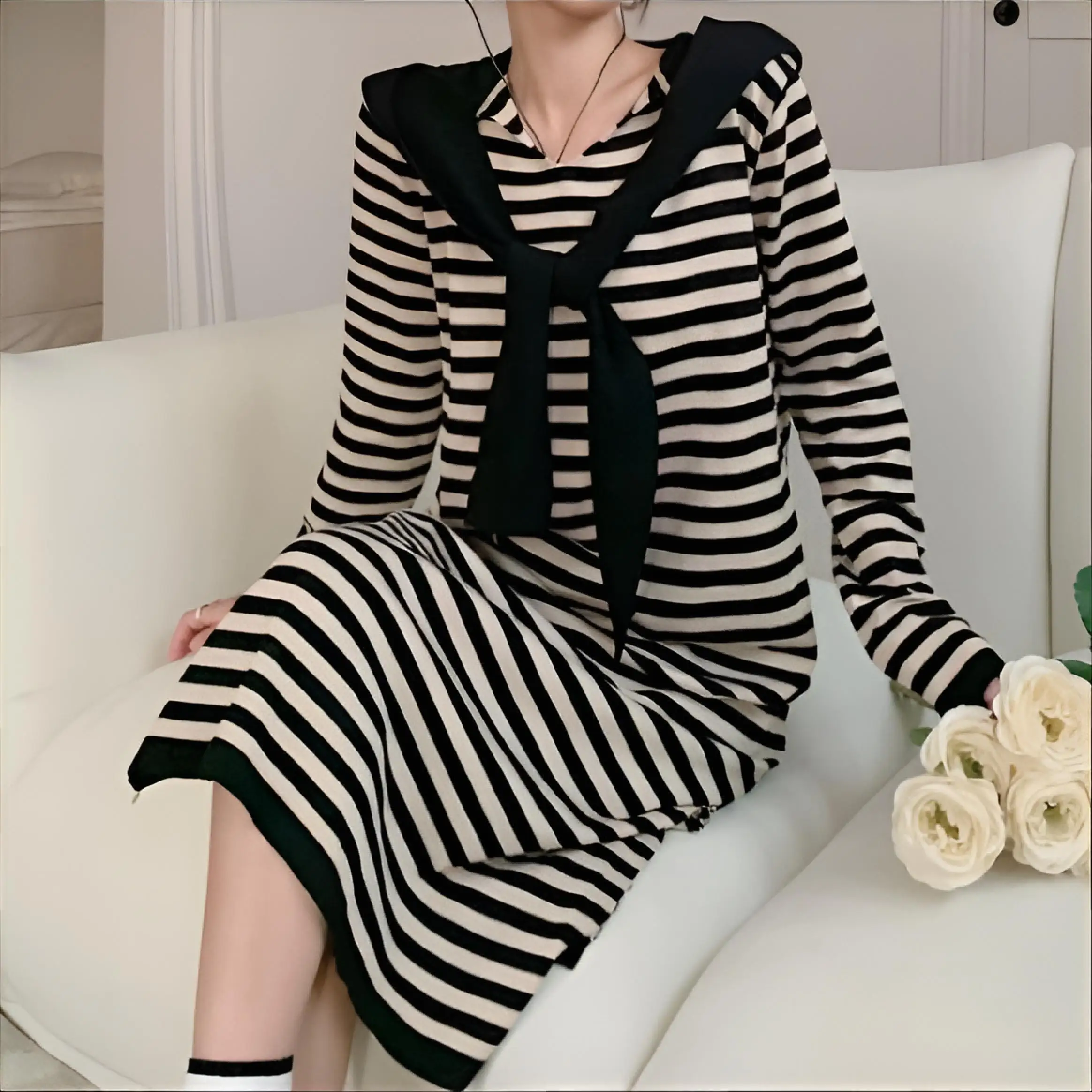 

Knee Length Pullovers Dog Print Sweaters Jumpers Women Pretty Punk Dinner Motherly Hottie Waffle Pattern Button Mock-Neck Trendy