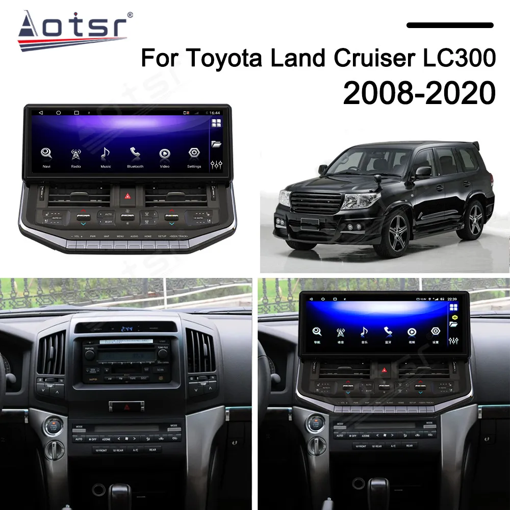 

12,3 "Android 13 CarPlay автомобильное радио для Toyota Land Cruiser LC300 2008-2020 AI сенсорный экран мультимедийный плеер GPS-навигация DSP