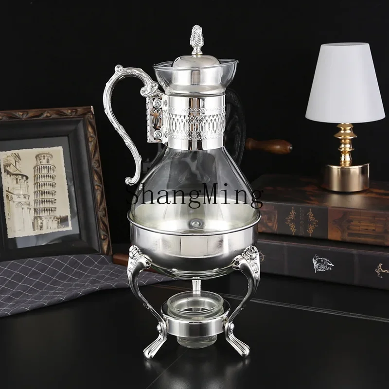 

CL Gold Coffee Pot Set Hotel Light Luxury Retro Heatable Glass Coffee Pot Drinks