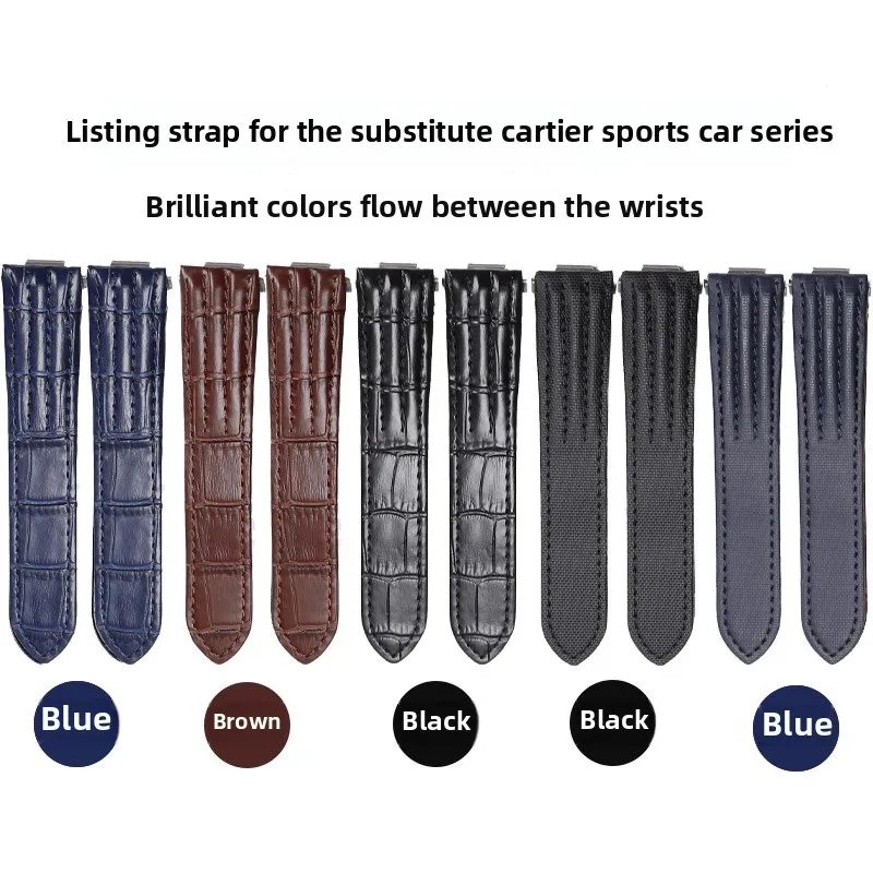 

Quick Release Genuine leather watch strap For Cartier Roadster W6206018 W6206017 Cowhide Watchband Nylon Wristband Nylon 19/20mm