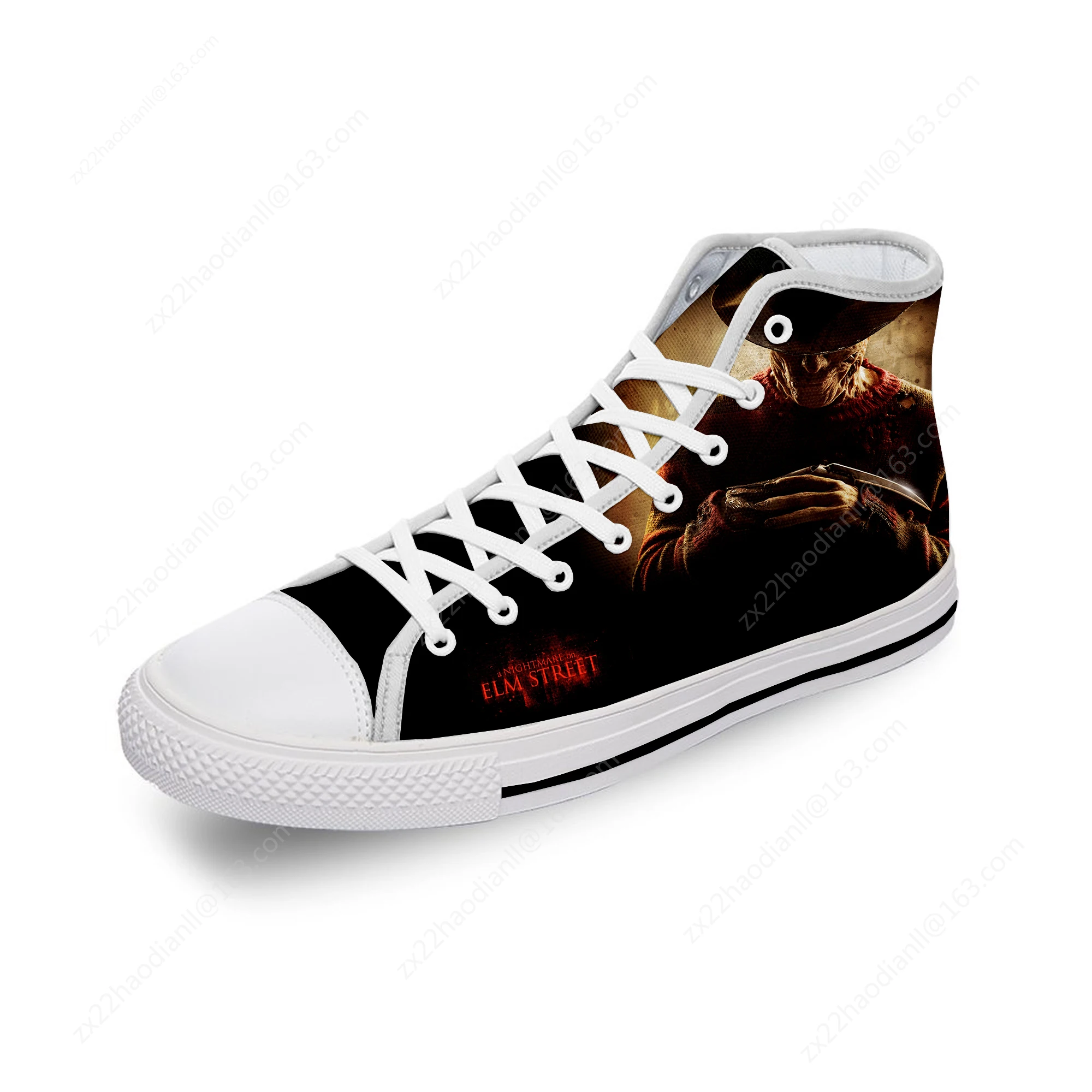 Krueger Horror Halloween Freddy White Cloth Fashion 3D Print High Top Canvas Shoes Men Women Lightweight Breathable Sneakers