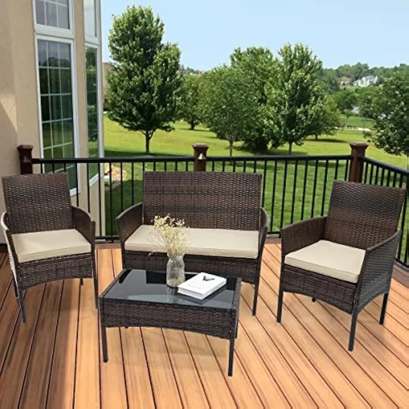 Pieces Porch Backyard Garden Outdoor Rattan Chairs