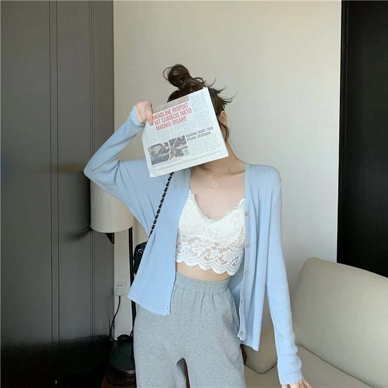 

Женский кардиган, однотонный синий, с v-образным вырезом, элегантный вязаный тонкий свободный крой, однобортный, нежная верхняя одежда, универсальные свитера Mujer, шикарные