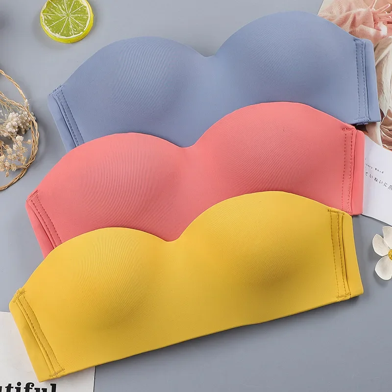 

Women Sexy Strapless Bra Wireless Female Tube Top Solid Push Up Thin Bras Underwear Convertible Straps Ladies Lingerie Bras 2022