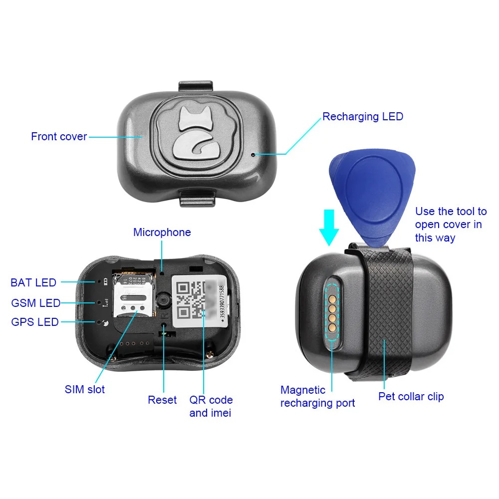 

GPS-локатор для домашних животных G16, умный ошейник IP67, водонепроницаемый, устройство против потери собак и кошек